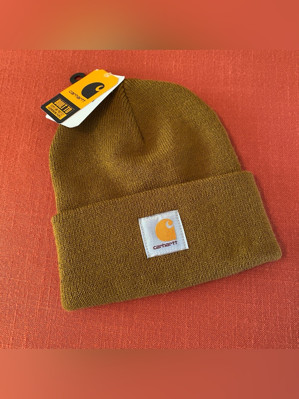 Carhartt One Size Unisex Knit Cuffed Beanie Cap Brown A18 Workwear NWT New